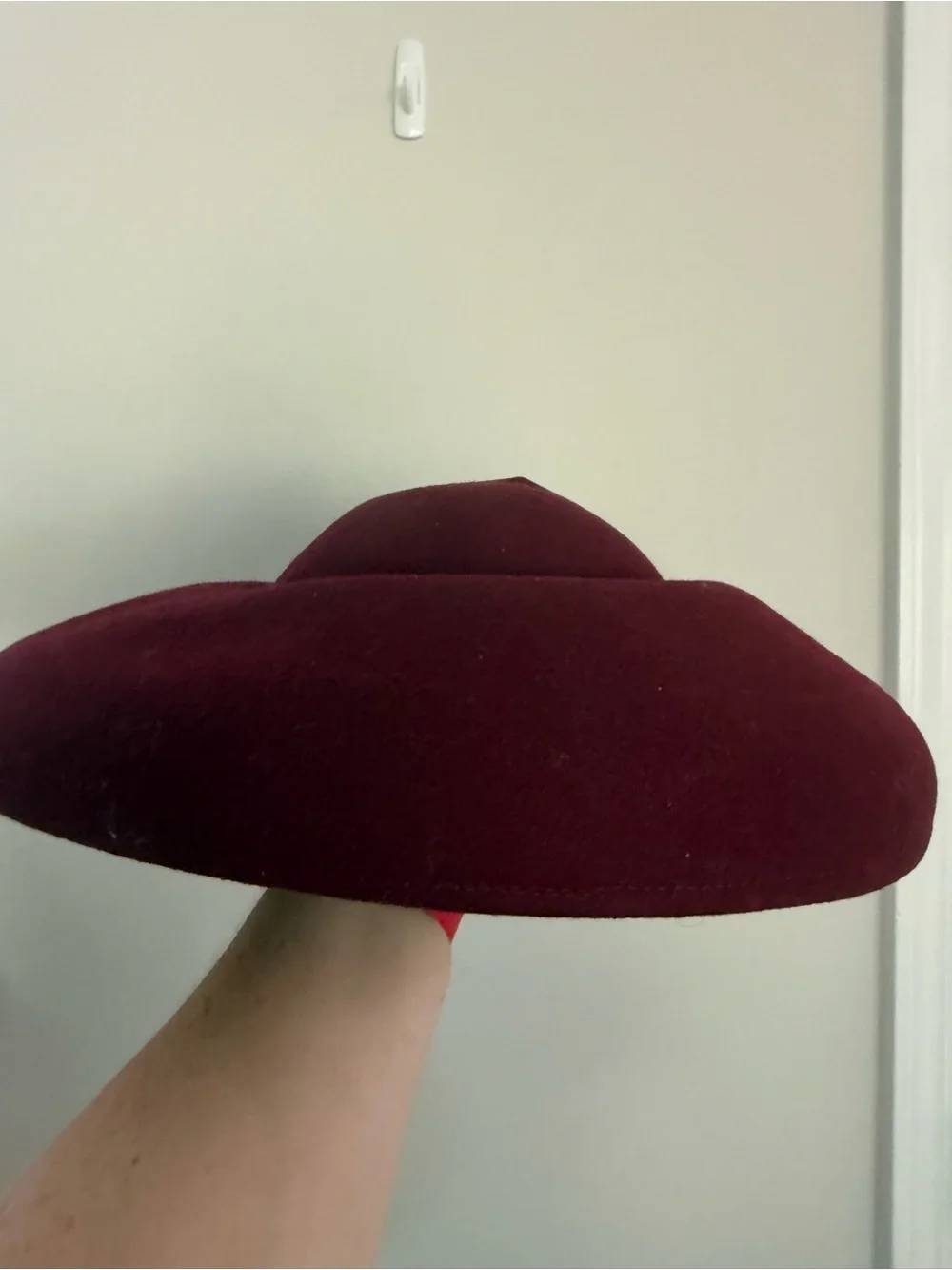 Women's Maroon Wool Felt Hat with Gold Satin Accent - Picture 6 of 9